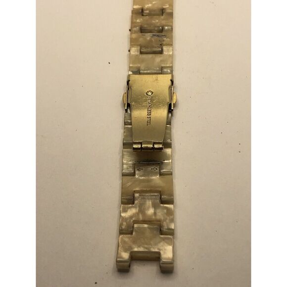 Fossil Watch Parts Full 2 piece Band Gold Tone Clasp 18mm PY174 - Picture 4 of 7